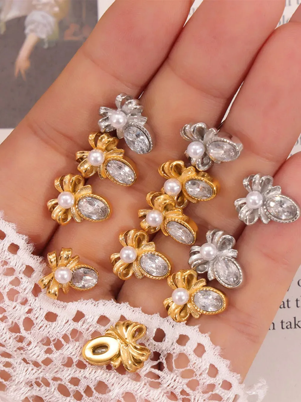 Titanium Steel Bow Stud Earrings sold by Gigi Laurent product image thumbnail 2