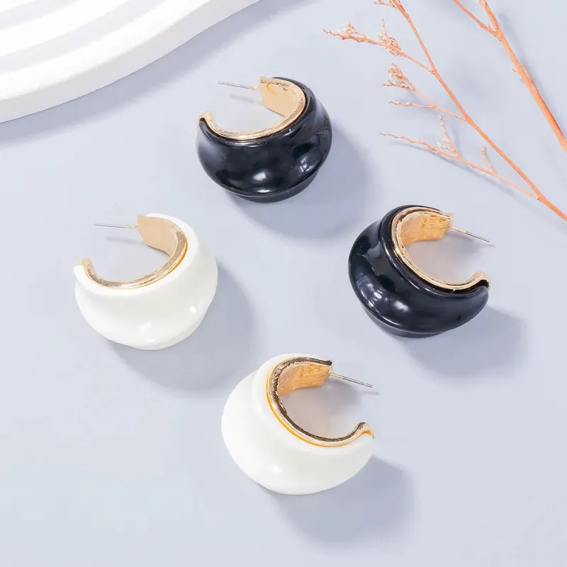 Alloy Drip Oil C-Hoop Earrings sold by Gigi Laurent