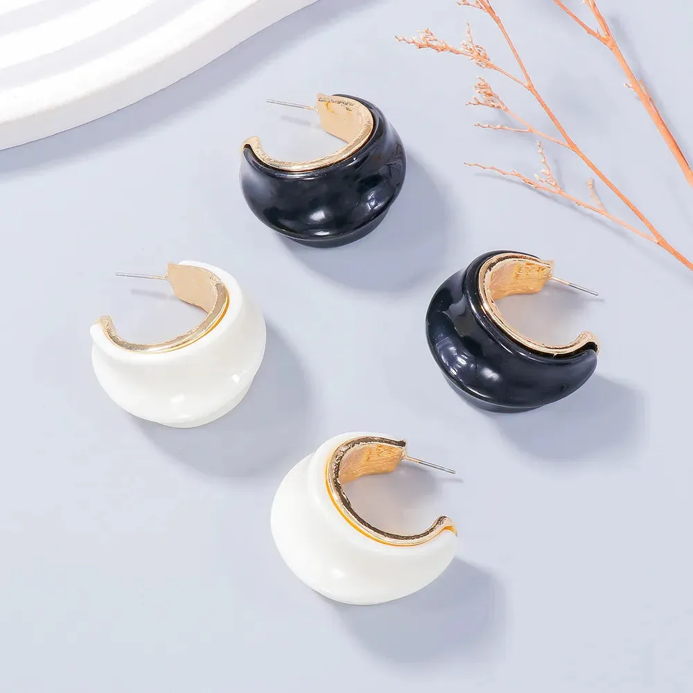 Alloy Drip Oil C-Hoop Earrings sold by Gigi Laurent