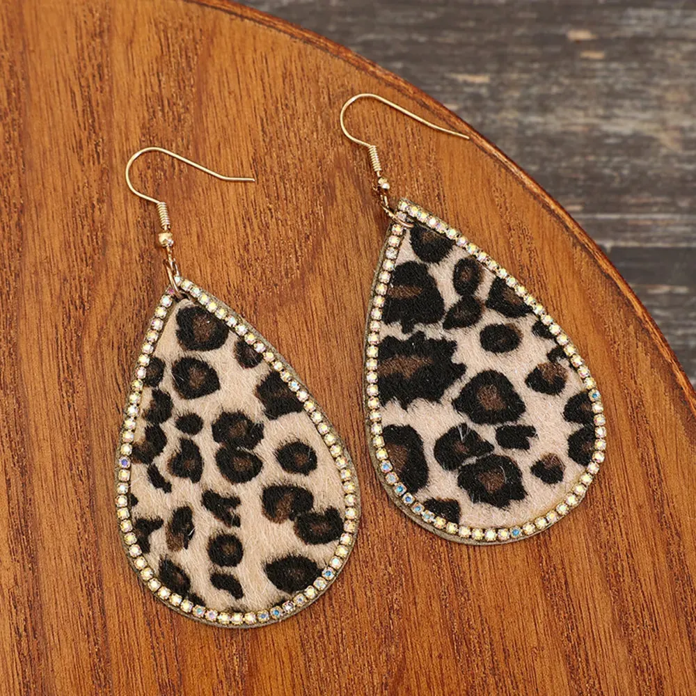 Zircon PU Leopard Teardrop Earrings sold by Gigi Laurent product image thumbnail 4