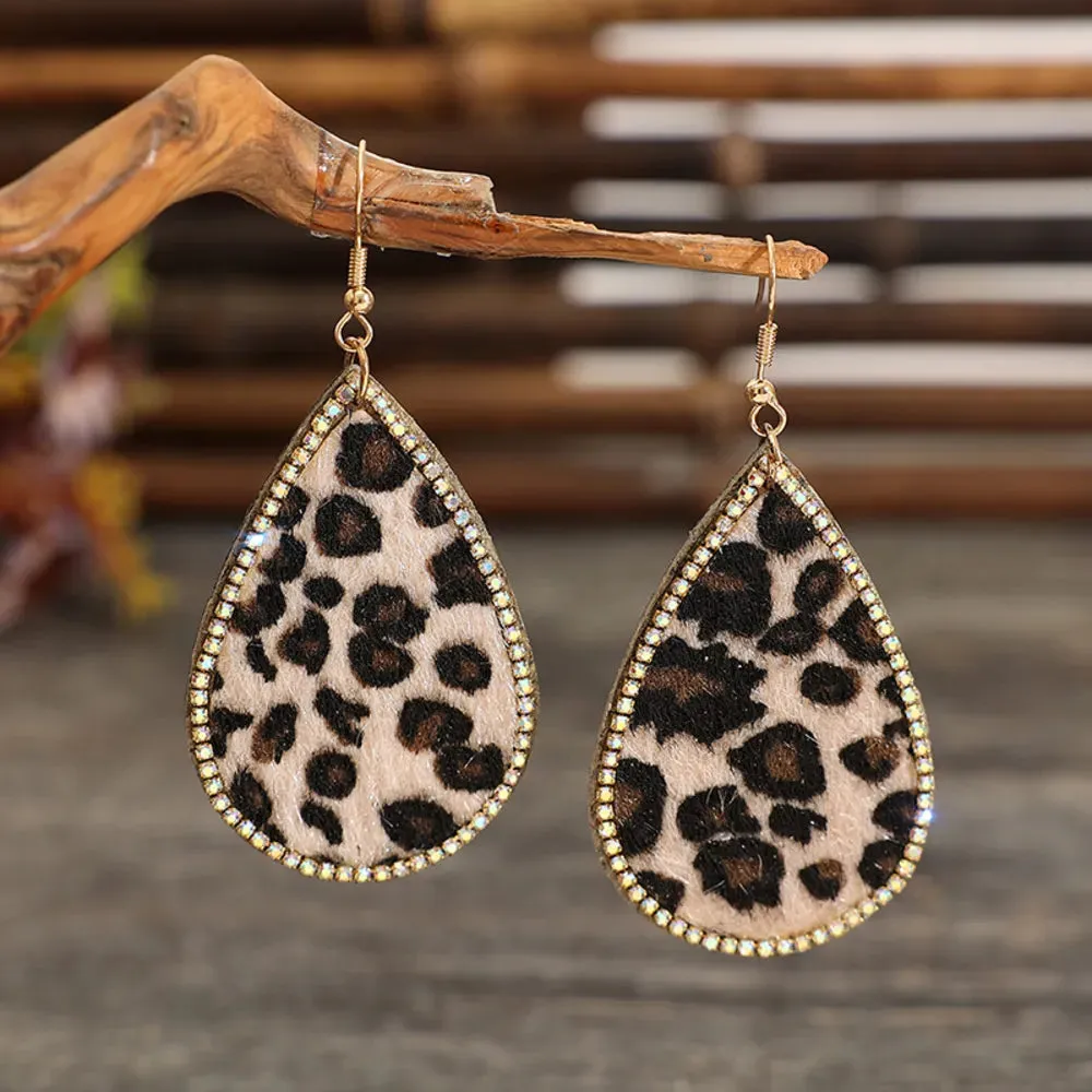Zircon PU Leopard Teardrop Earrings sold by Gigi Laurent