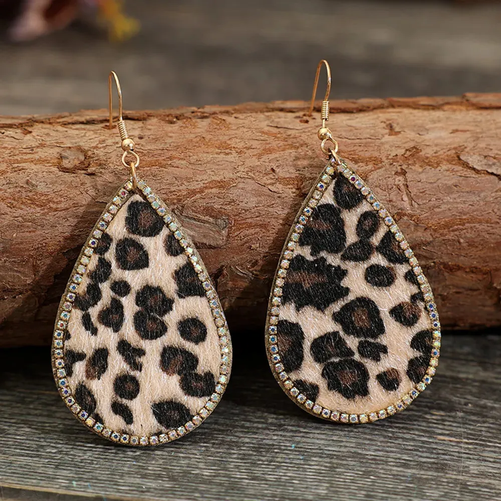Zircon PU Leopard Teardrop Earrings sold by Gigi Laurent product image thumbnail 2