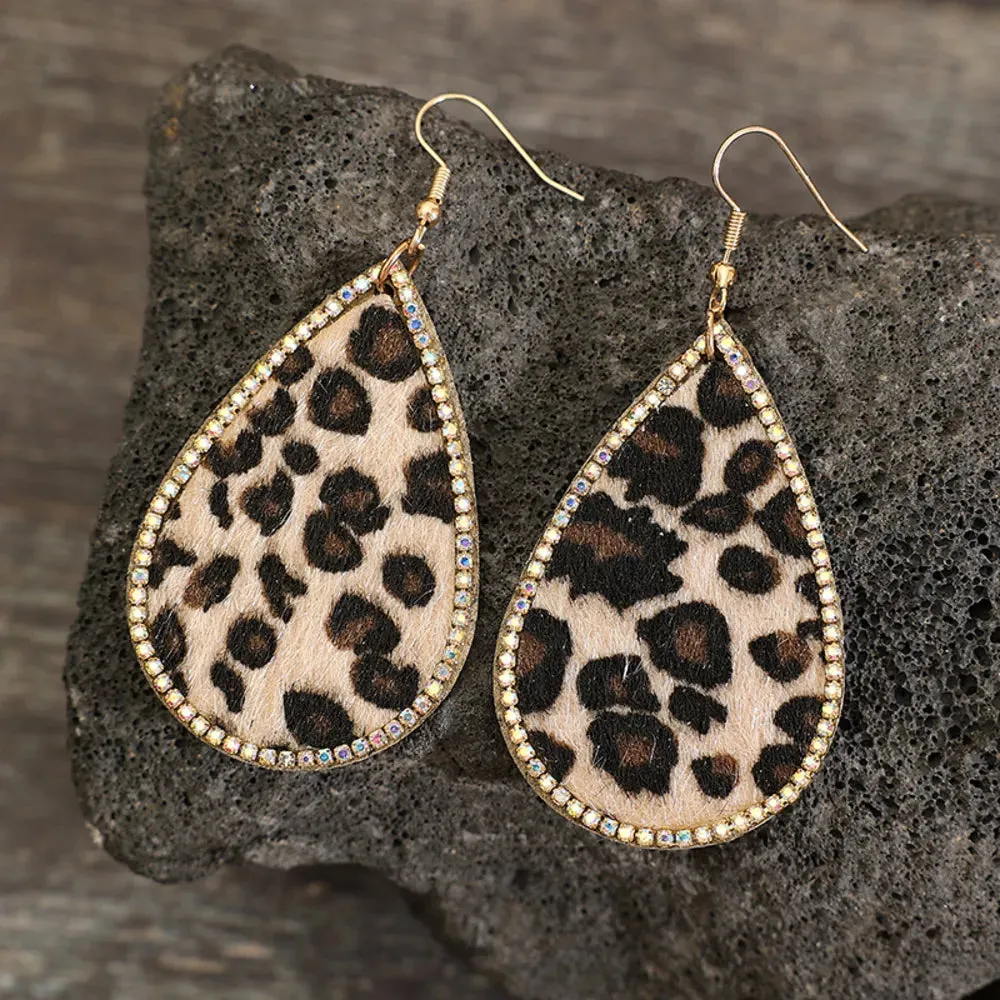 Zircon PU Leopard Teardrop Earrings sold by Gigi Laurent product image thumbnail 3