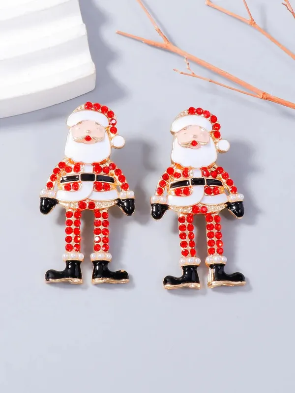 Alloy Rhinestone Santa Earrings made by Gigi Laurent