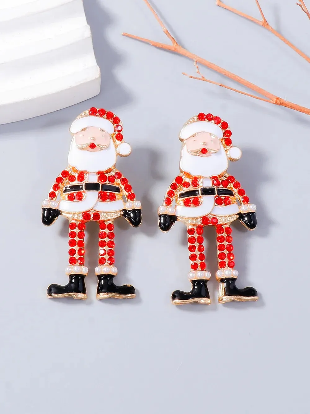 Alloy Rhinestone Santa Earrings sold by Gigi Laurent
