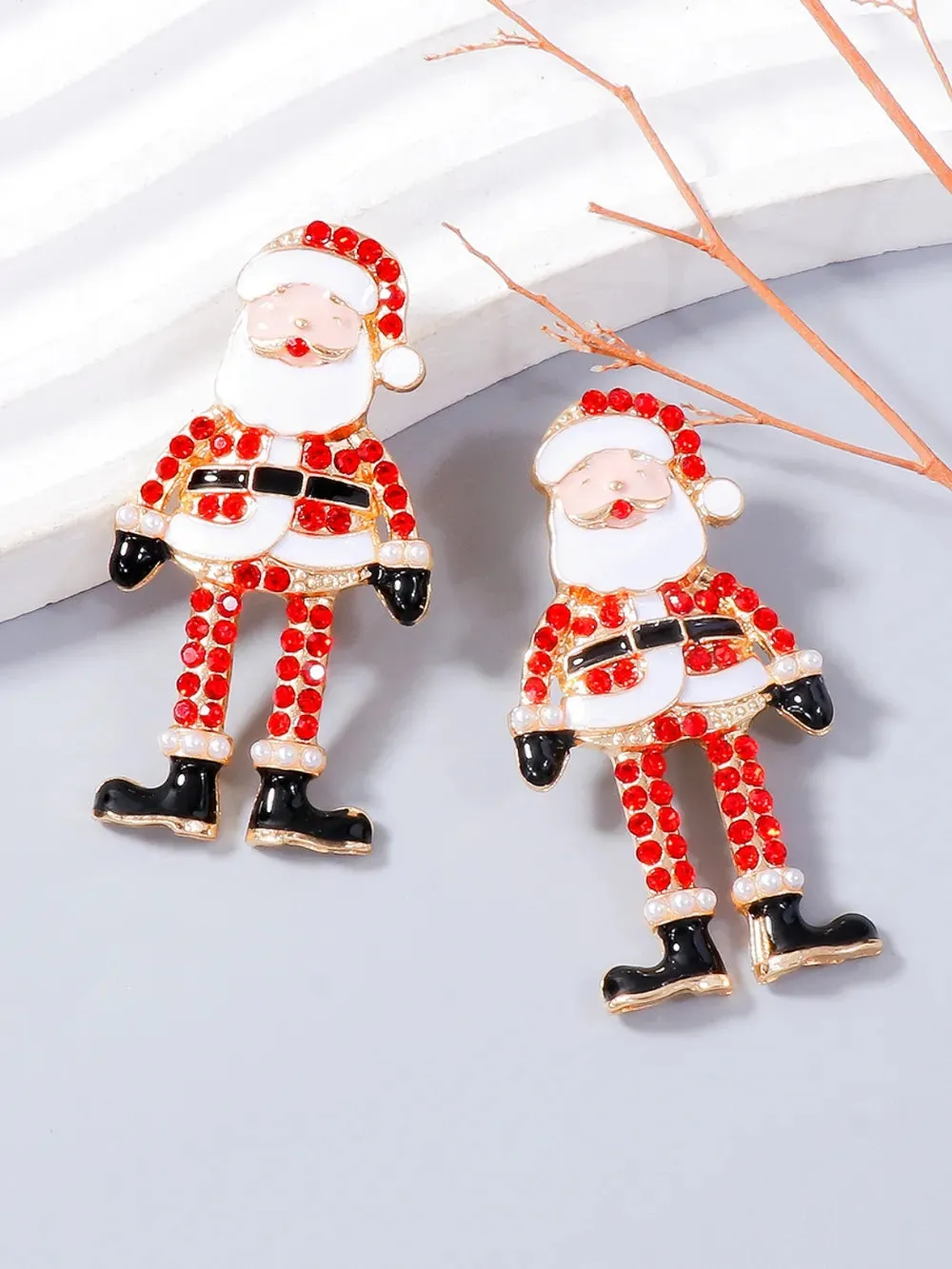 Alloy Rhinestone Santa Earrings sold by Gigi Laurent product image thumbnail 3