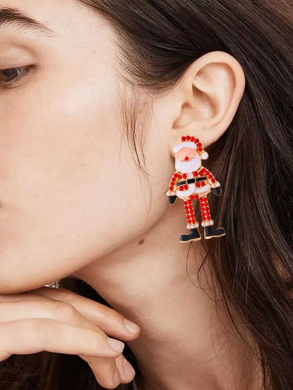 Alloy Rhinestone Santa Earrings sold by Gigi Laurent product image thumbnail 4