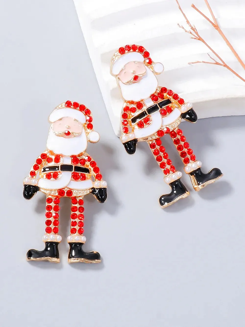 Alloy Rhinestone Santa Earrings sold by Gigi Laurent product image thumbnail 2