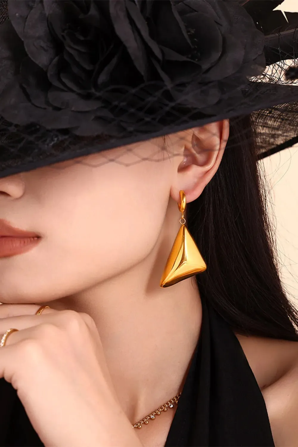 18K Gold-Plated Triangle Dangle Earrings sold by Gigi Laurent product image thumbnail 2
