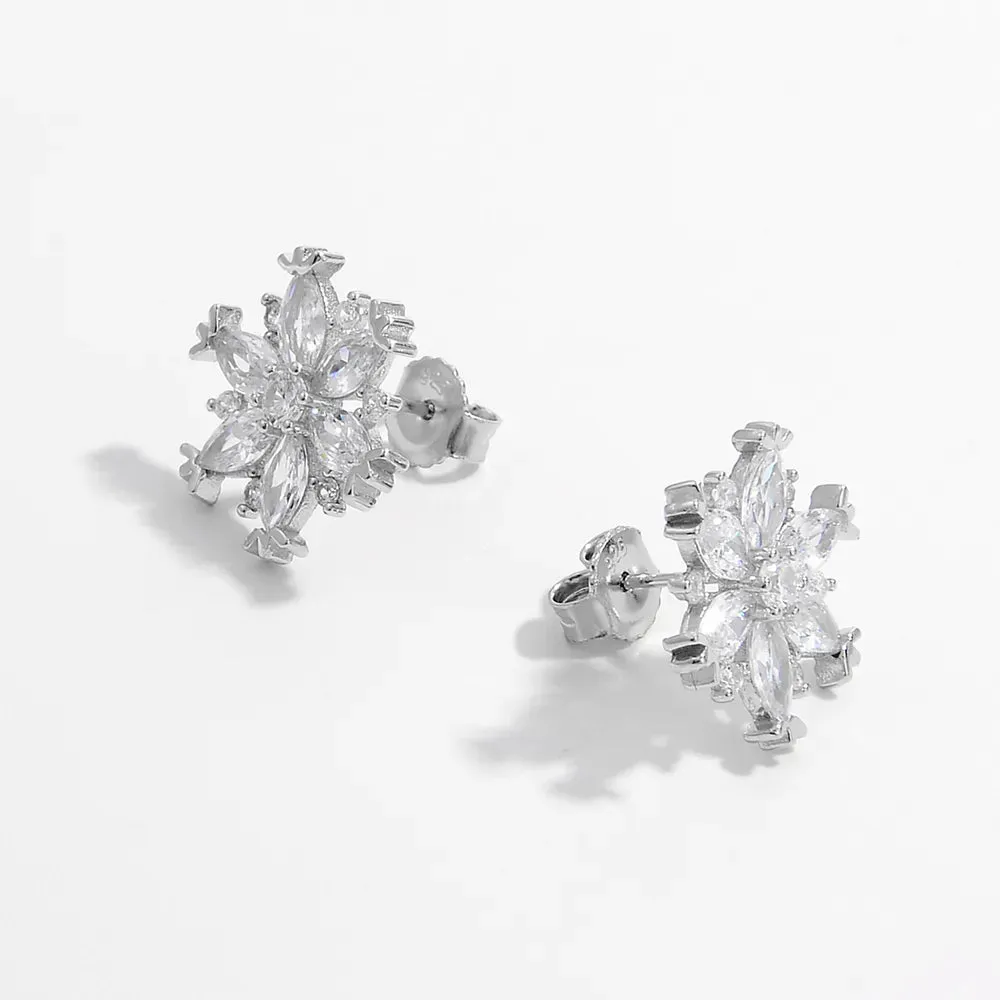 925 Sterling Silver Zircon Snowflake Earrings sold by Gigi Laurent product image thumbnail 3
