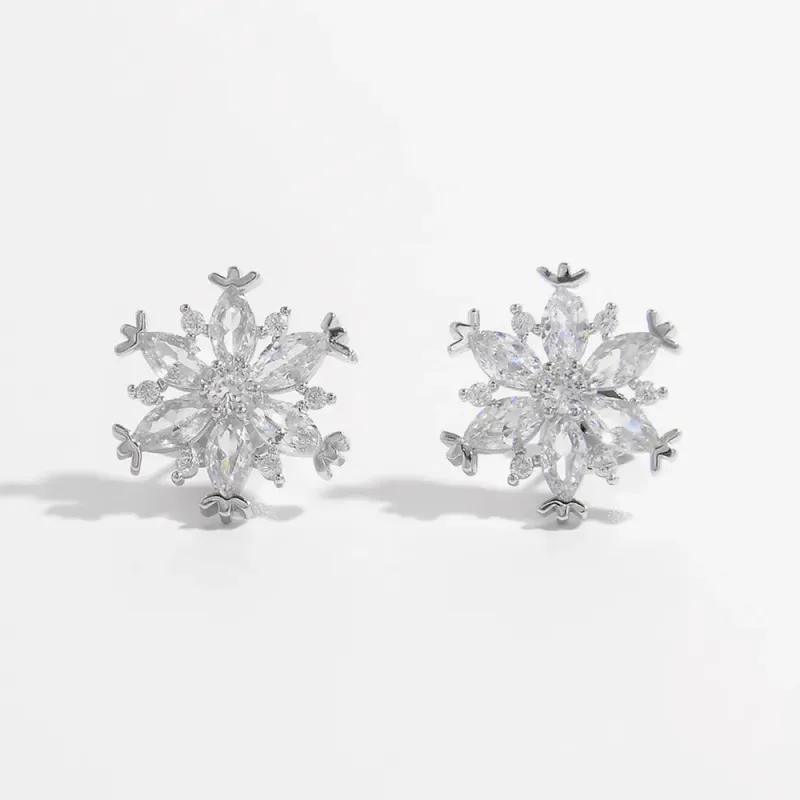 925 Sterling Silver Zircon Snowflake Earrings sold by Gigi Laurent