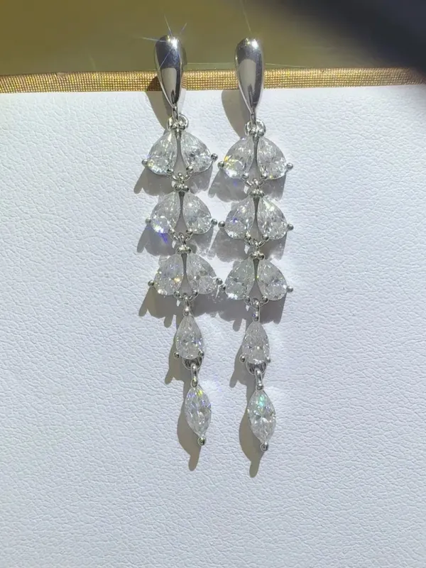 6 Carat Moissanite 925 Sterling Silver Bar Earrings sold by Gigi Laurent