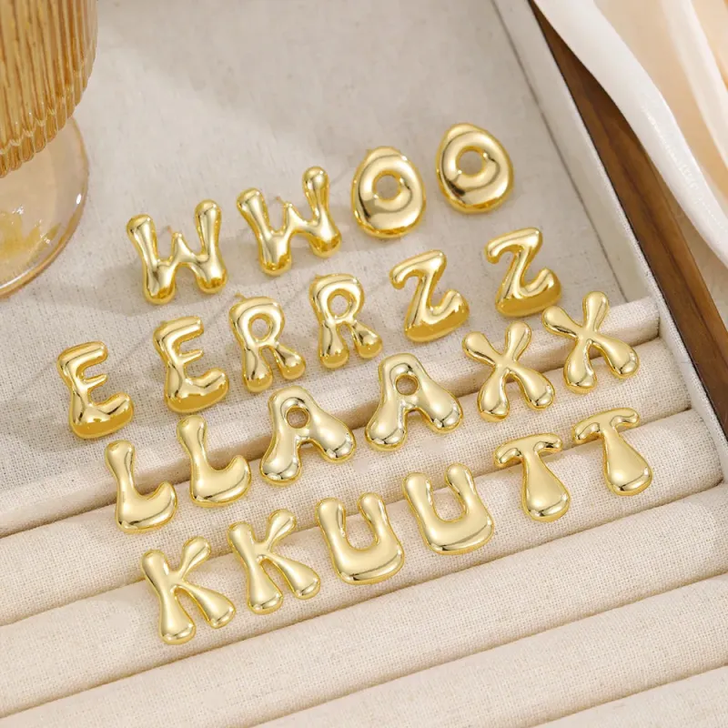 18K Gold-Plated Bubble Letter Stud Earrings sold by Gigi Laurent
