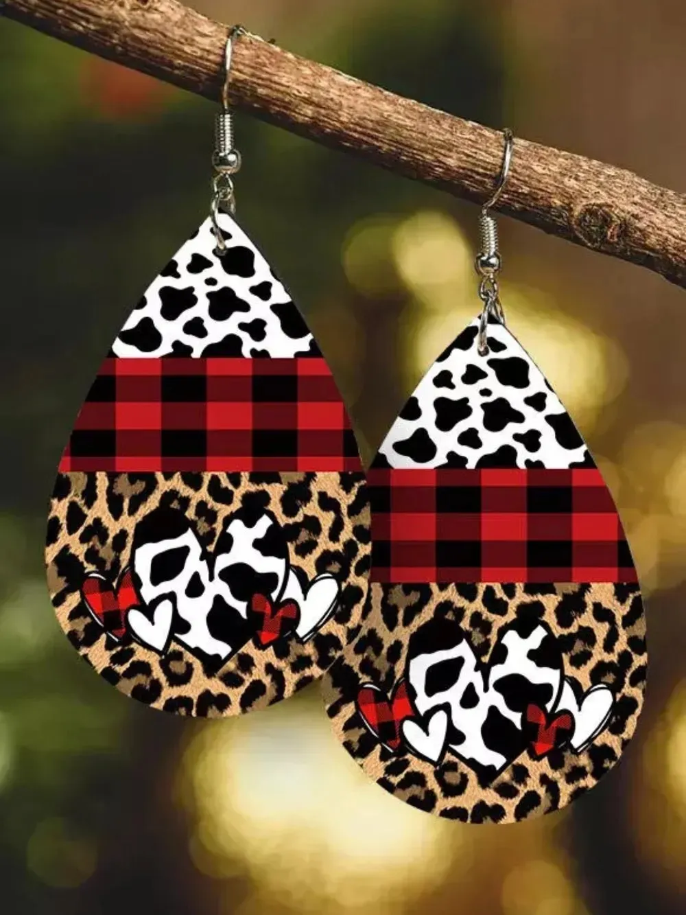 Printed PU Leather Dangle Earrings sold by Gigi Laurent product image thumbnail 4