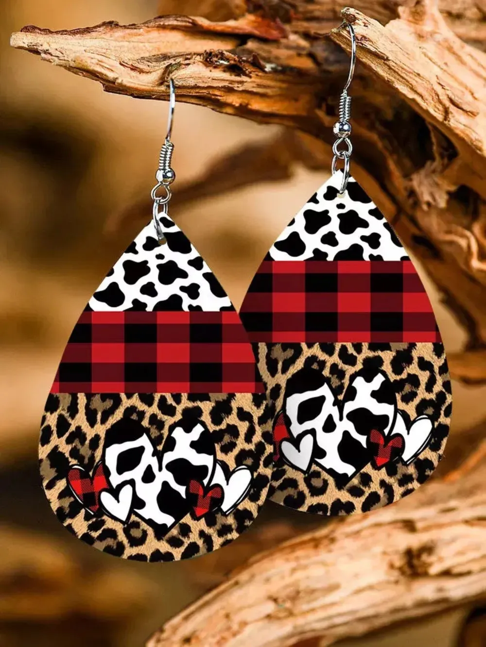 Printed PU Leather Dangle Earrings sold by Gigi Laurent product image thumbnail 3