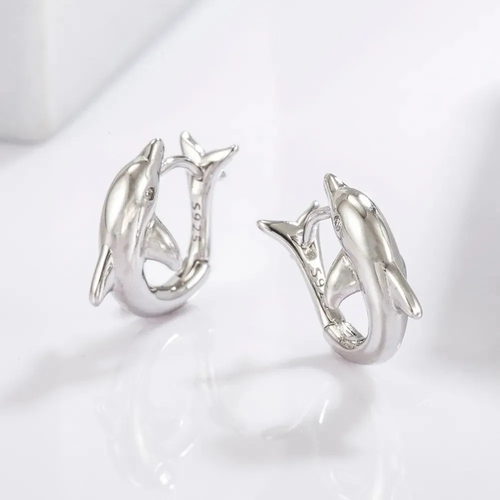 925 Sterling Silver Zircon Dolphin Earrings sold by Gigi Laurent product image thumbnail 4