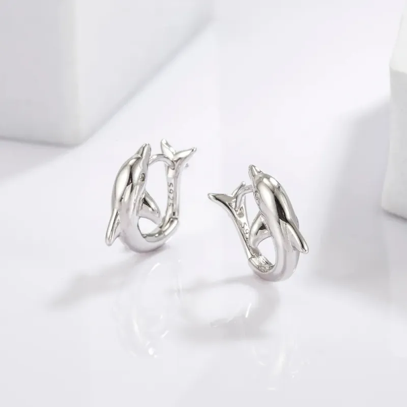 925 Sterling Silver Zircon Dolphin Earrings sold by Gigi Laurent