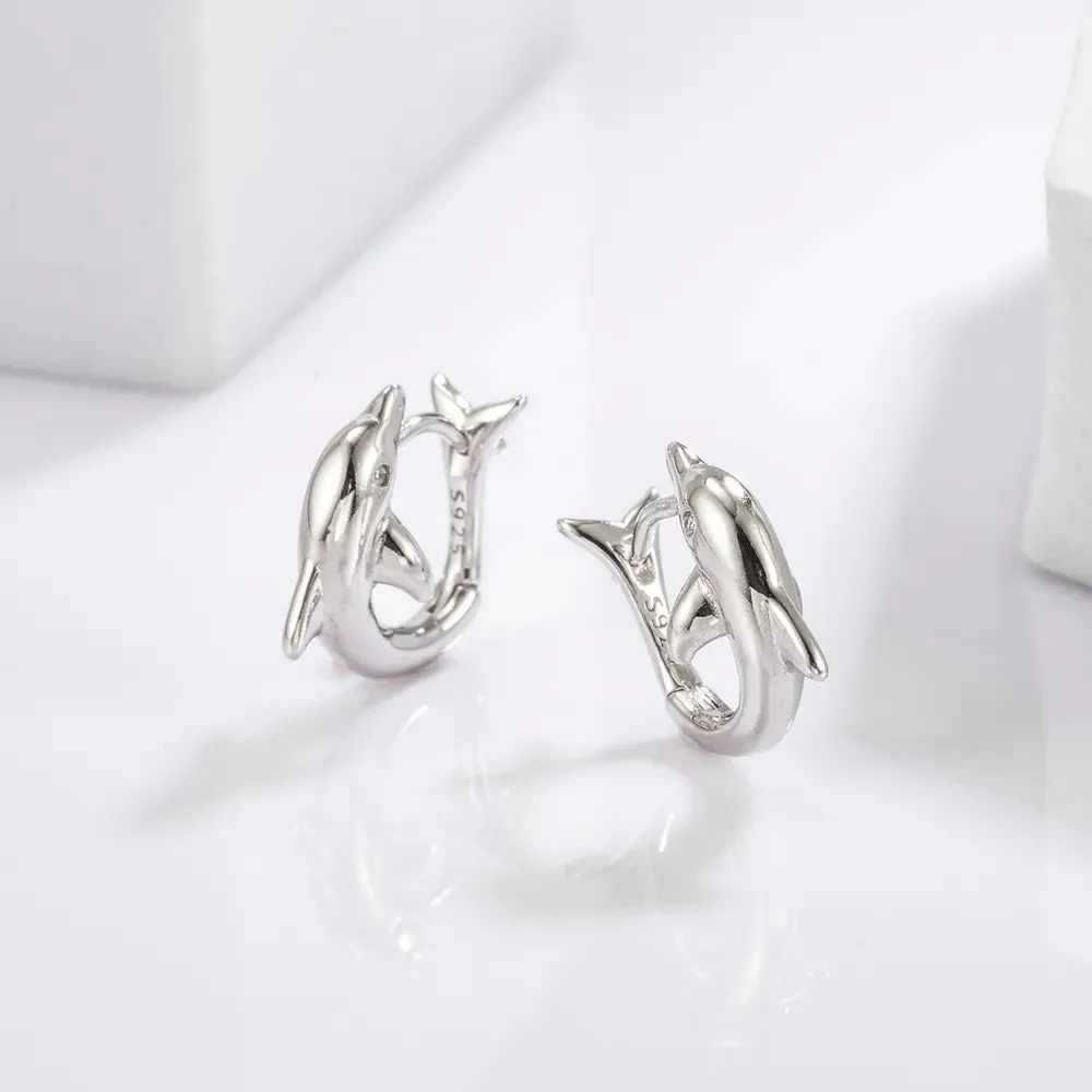 925 Sterling Silver Zircon Dolphin Earrings sold by Gigi Laurent