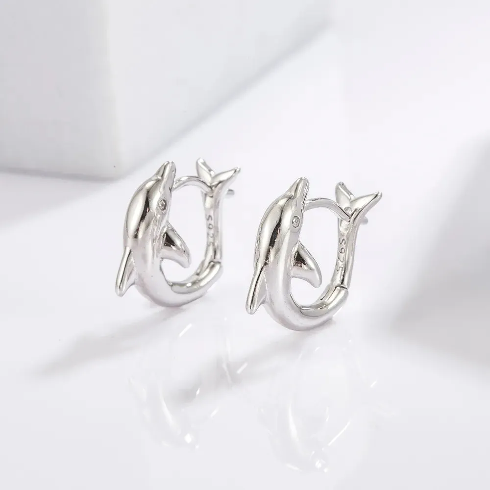 925 Sterling Silver Zircon Dolphin Earrings sold by Gigi Laurent product image thumbnail 2