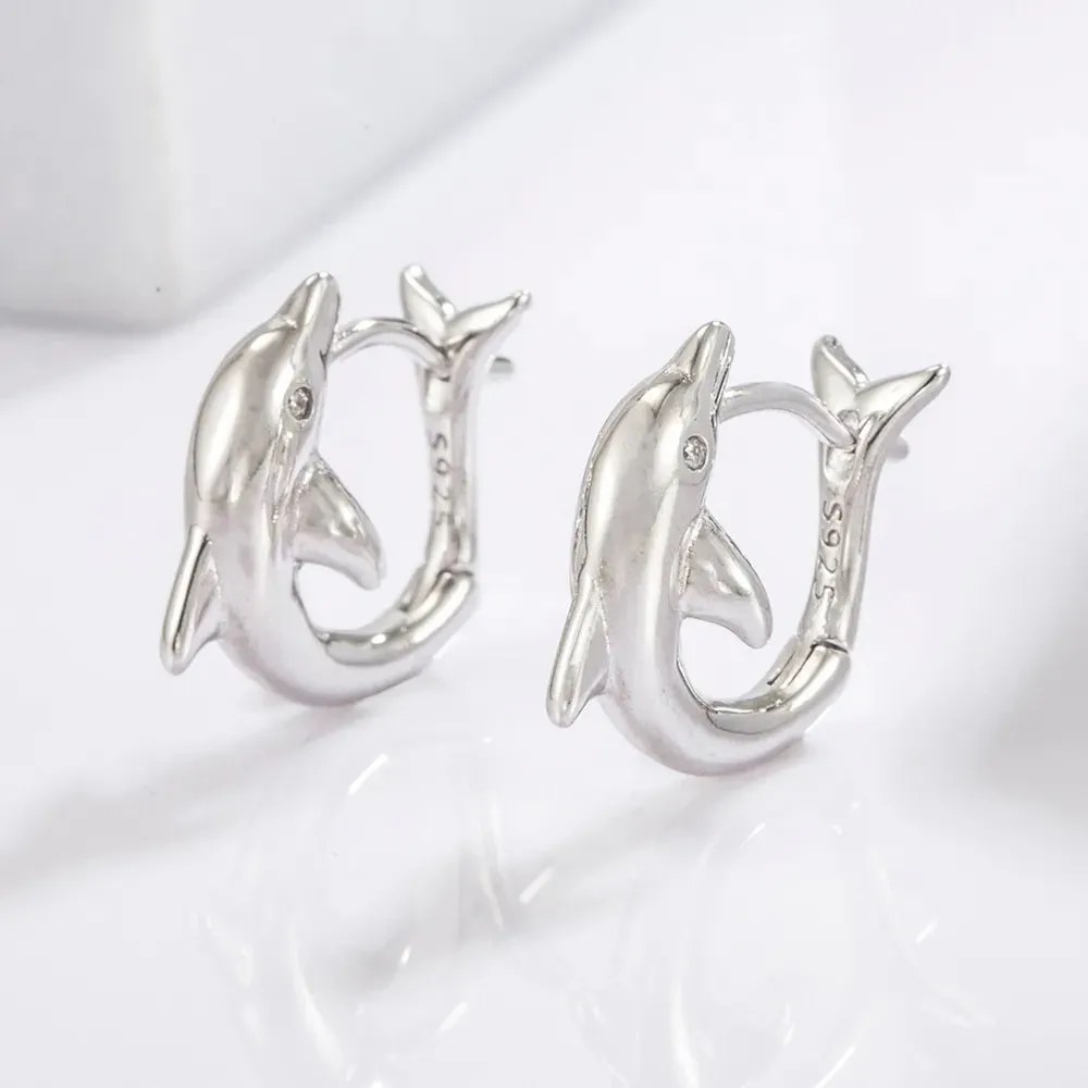925 Sterling Silver Zircon Dolphin Earrings sold by Gigi Laurent product image thumbnail 5