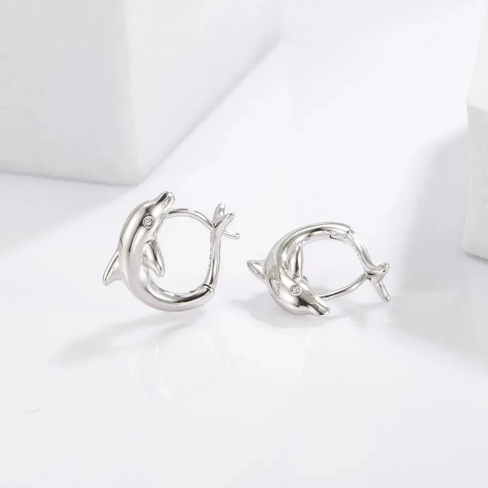 925 Sterling Silver Zircon Dolphin Earrings sold by Gigi Laurent product image thumbnail 3