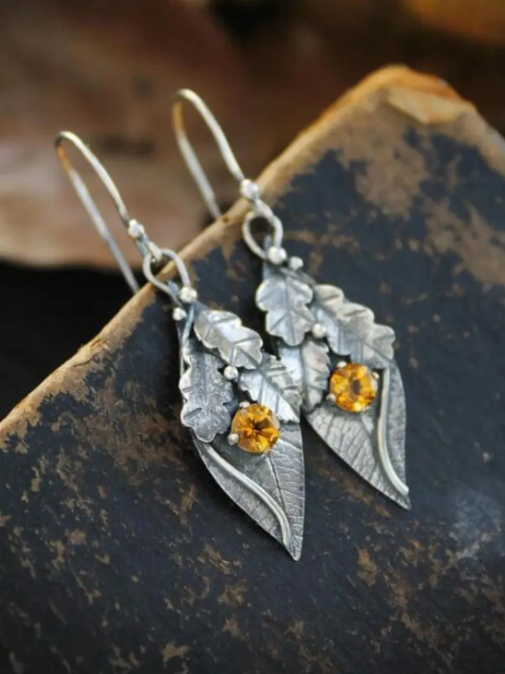 Alloy Rhinestone Leaf Shape Earrings sold by Gigi Laurent product image thumbnail 2