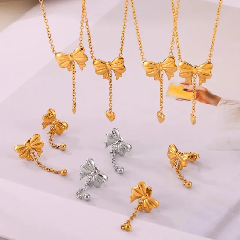 Titanium Steel Bow Earrings sold by Gigi Laurent