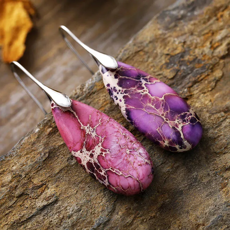 Teardrop Shape Natural Stone Dangle Earrings sold by Gigi Laurent product image thumbnail 2