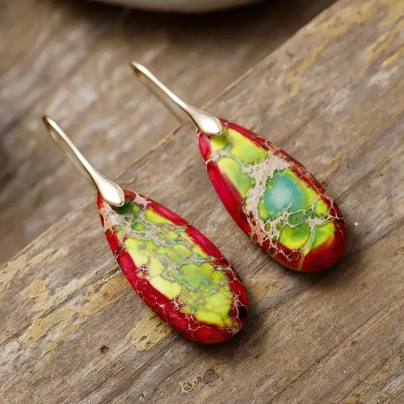 Teardrop Shape Natural Stone Dangle Earrings sold by Gigi Laurent product image thumbnail 4