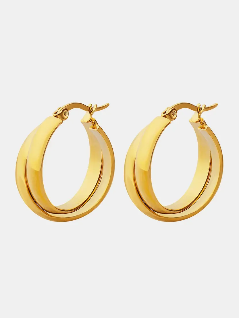 18K Gold-Plated Titanium Steel Huggie Earrings sold by Gigi Laurent