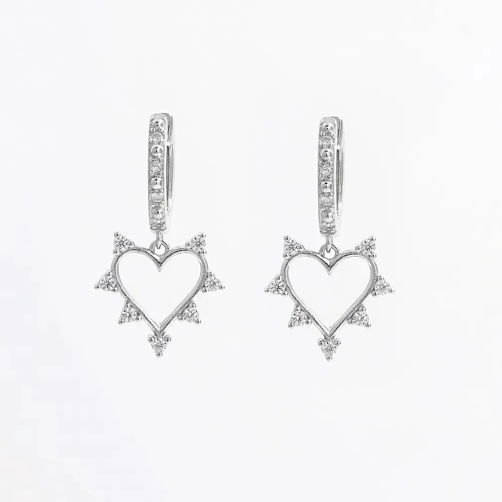 925 Sterling Silver Inlaid Zircon Heart Dangle Earrings sold by Gigi Laurent product image thumbnail 3