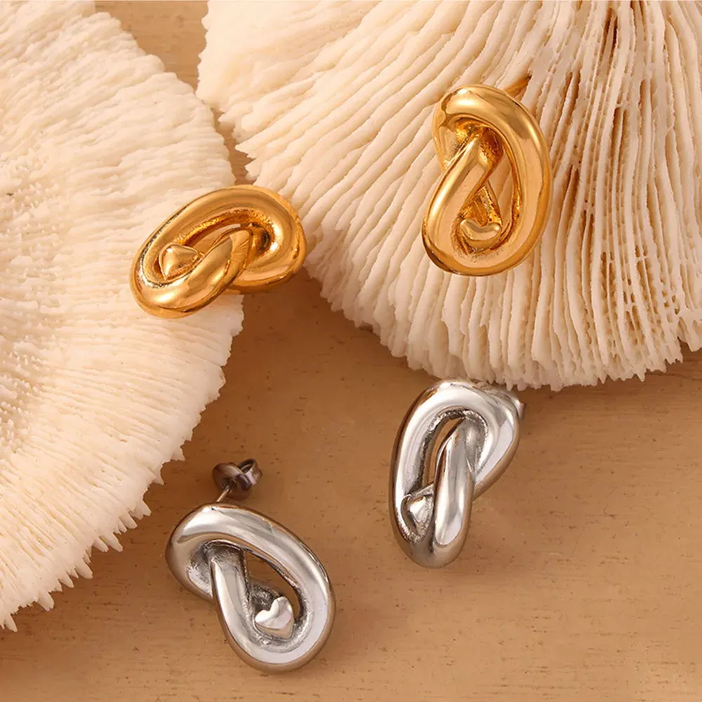 Titanium Steel Knot Stud Earrings sold by Gigi Laurent product image thumbnail 4