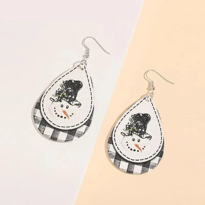 Snowman PU Leather Dangle Earrings sold by Gigi Laurent
