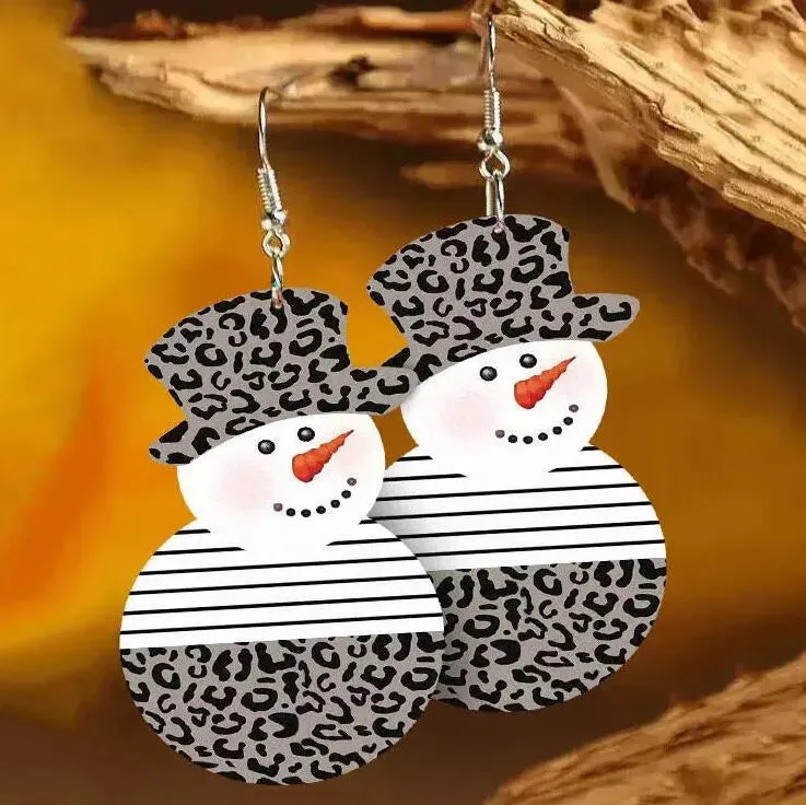 Snowman PU Leather Dangle Earrings sold by Gigi Laurent product image thumbnail 4