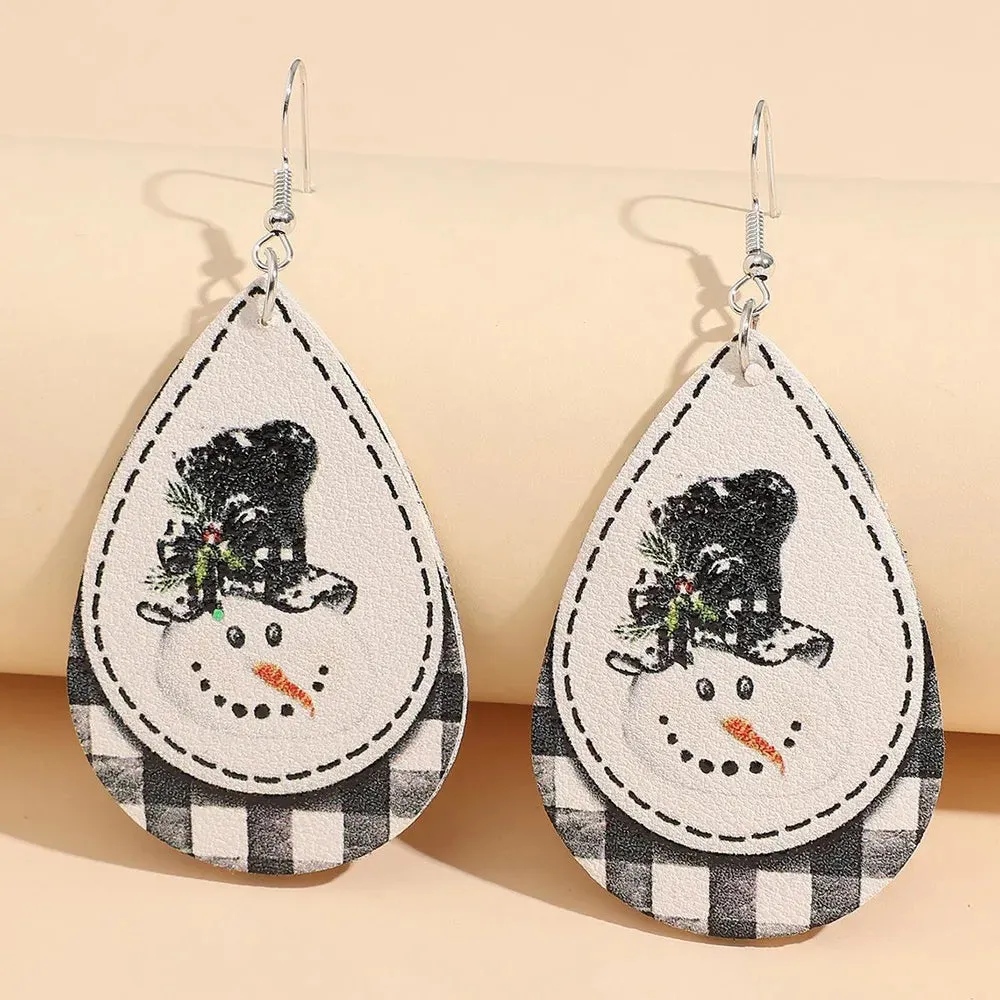 Snowman PU Leather Dangle Earrings sold by Gigi Laurent product image thumbnail 2