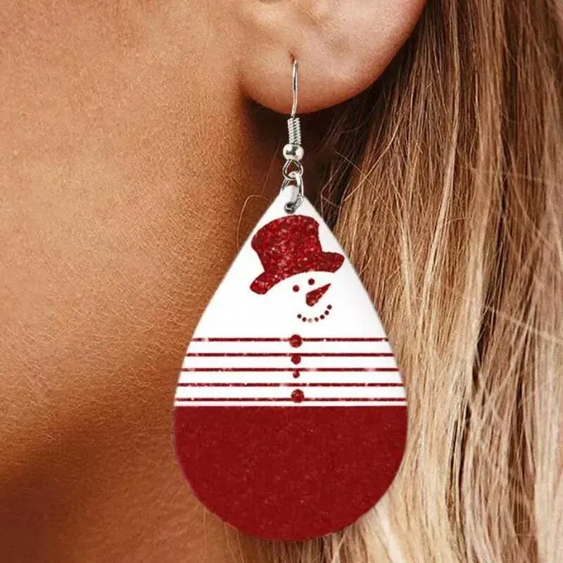 Snowman PU Leather Dangle Earrings sold by Gigi Laurent product image thumbnail 5