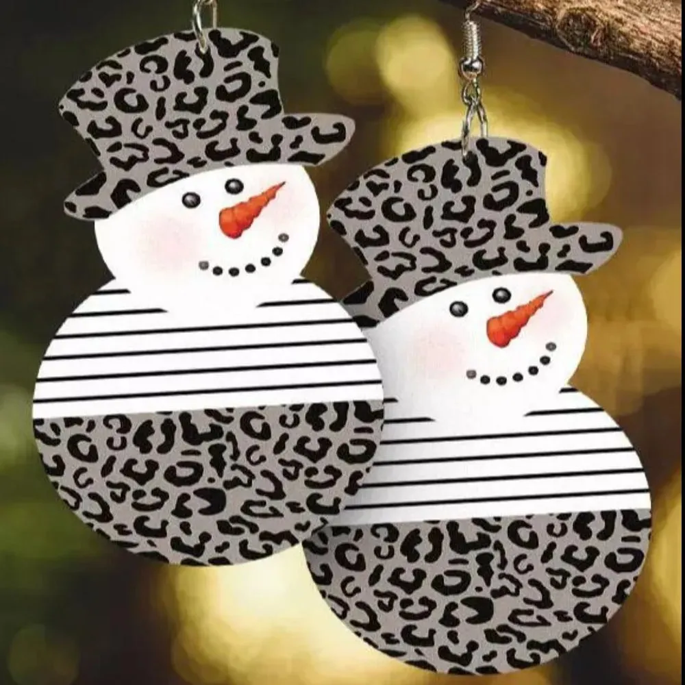 Snowman PU Leather Dangle Earrings sold by Gigi Laurent product image thumbnail 3