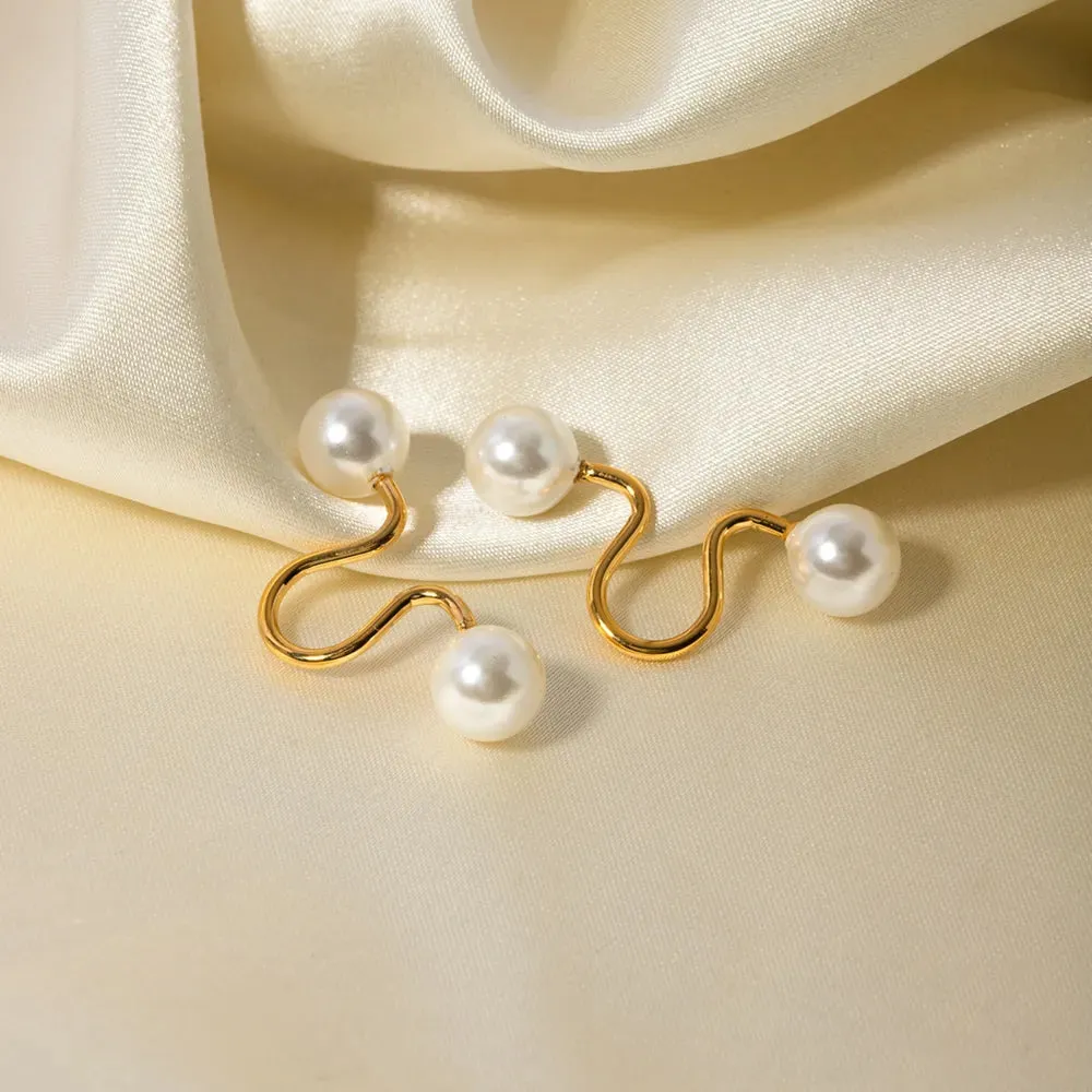 Stainless Steel Imitation Pearl Cuff Earrings sold by Gigi Laurent product image thumbnail 3