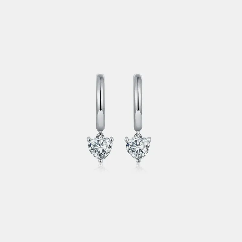1 Carat Moissanite 925 Sterling Silver Heart Earrings sold by Gigi Laurent