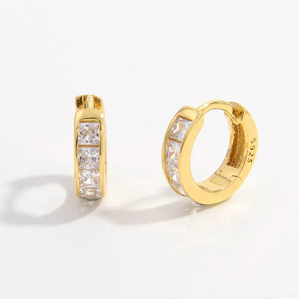 925 Sterling Silver Inlaid Zircon Huggie Earrings sold by Gigi Laurent product image thumbnail 2