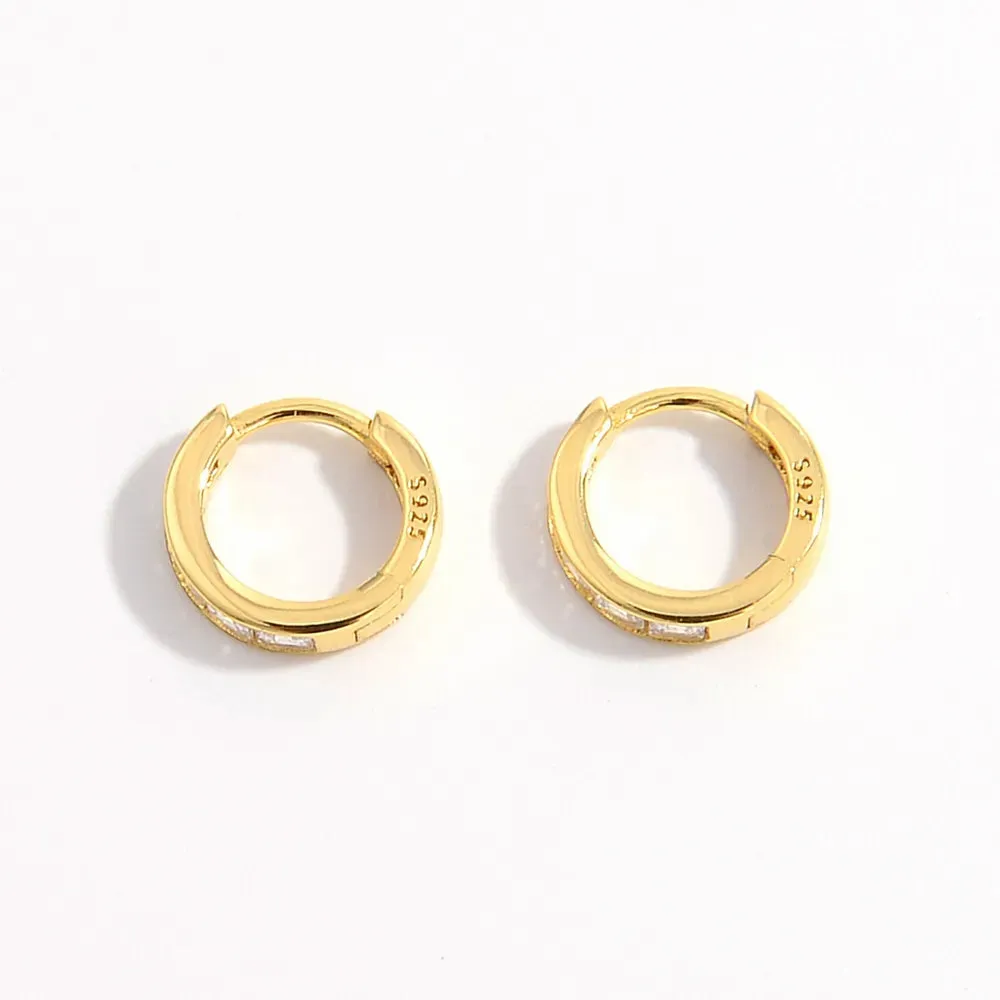 925 Sterling Silver Inlaid Zircon Huggie Earrings sold by Gigi Laurent product image thumbnail 3