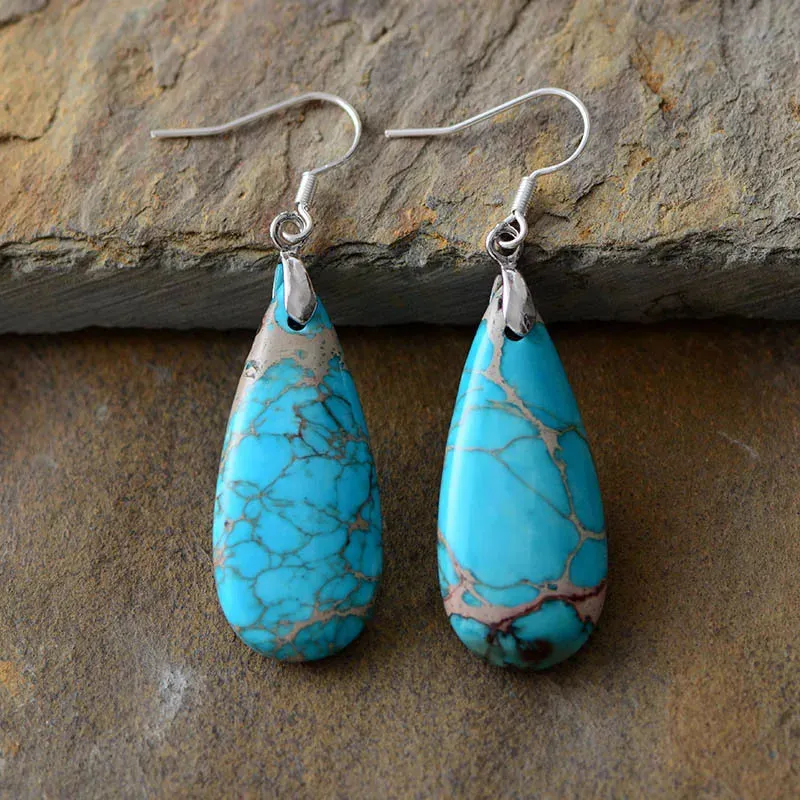 Natural Stone Copper Teardrop Earrings sold by Gigi Laurent