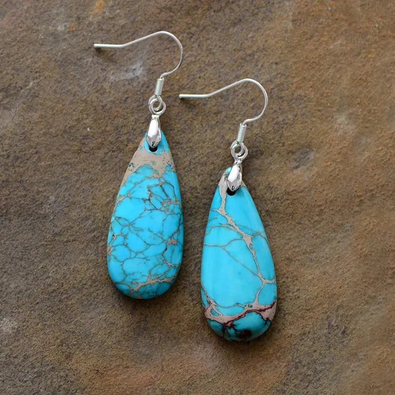 Natural Stone Copper Teardrop Earrings sold by Gigi Laurent product image thumbnail 3