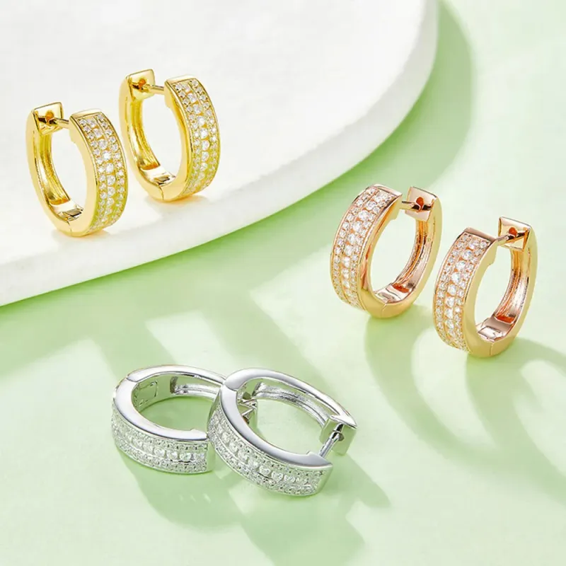 Moissanite 925 Sterling Silver Huggie Earrings sold by Gigi Laurent