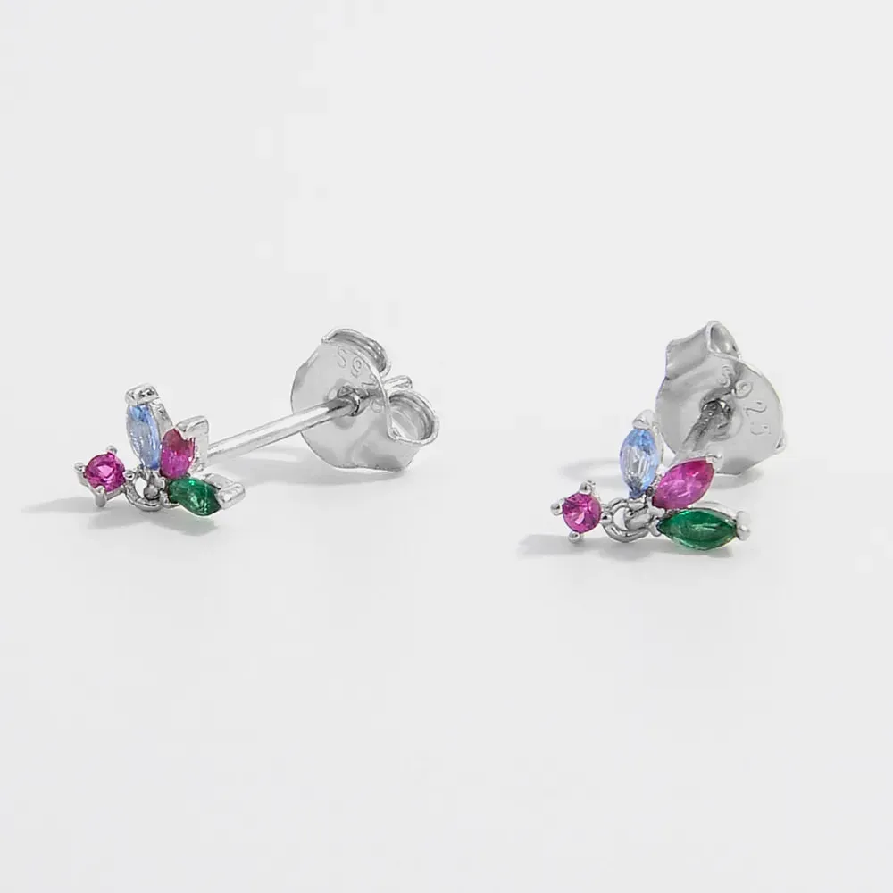 Inlaid Zircon 925 Sterling Silver Geometric Stud Earrings sold by Gigi Laurent product image thumbnail 3