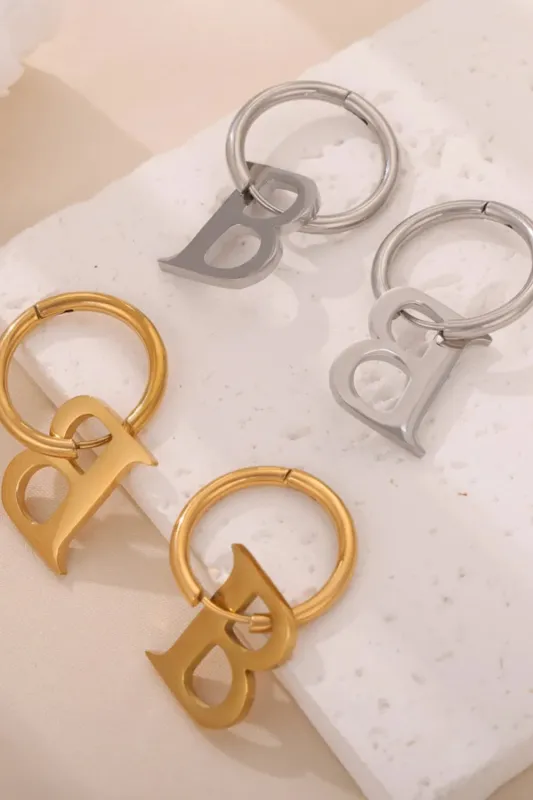 Titanium Steel Letter Hoop Earrings sold by Gigi Laurent