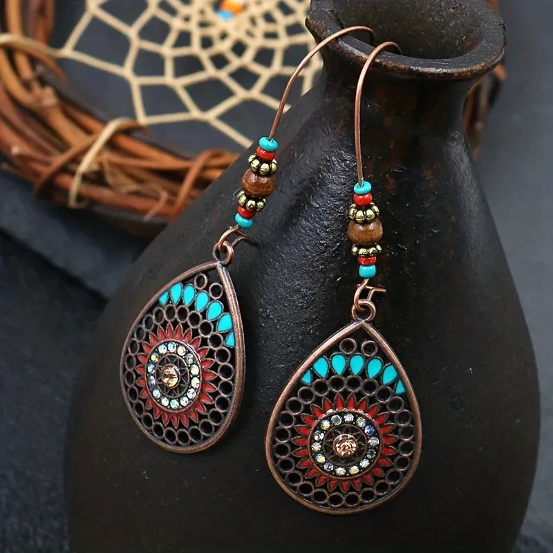 Alloy Oil Drip Beaded Teardrop Earrings sold by Gigi Laurent
