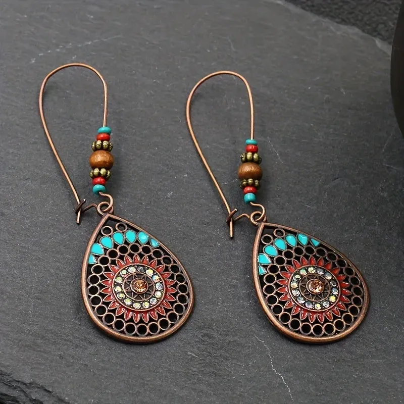 Alloy Oil Drip Beaded Teardrop Earrings sold by Gigi Laurent product image thumbnail 4