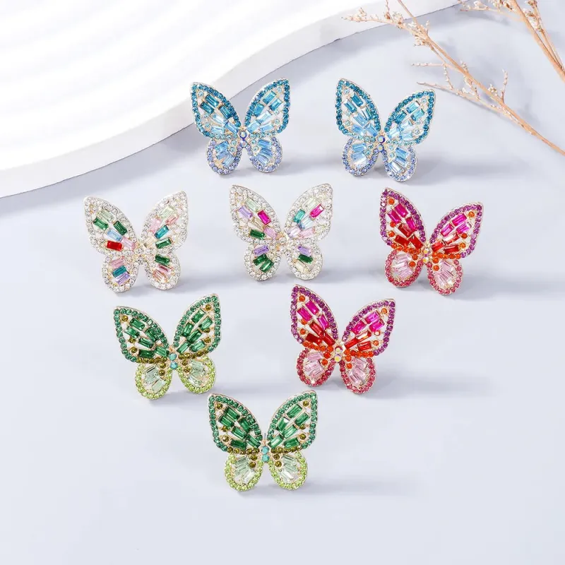 Alloy Inlaid Rhinestone Butterfly Earrings sold by Gigi Laurent