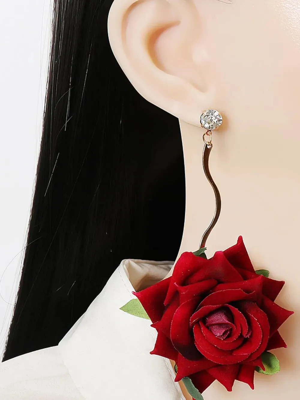 Alloy Rose Dangle Earrings sold by Gigi Laurent product image thumbnail 3